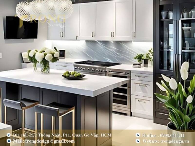 Thiết kế hiện đại với sự tương phản giữa hai tông màu đen và trắng.