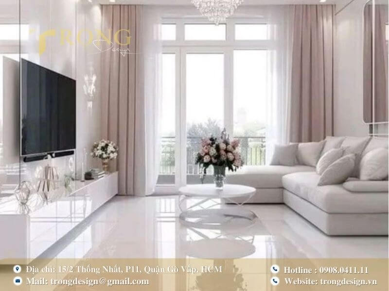 Tối giản lãng mạn, sang trọng với đèn chùm pha lê.