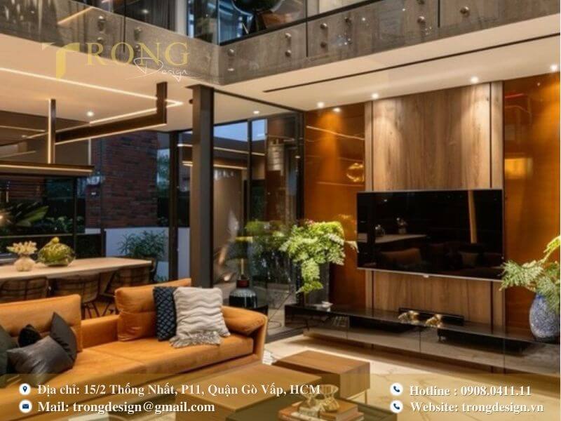 Thiết kế hiện đại, mạnh mẽ với sự tương phản của màu sắc và vật liệu.