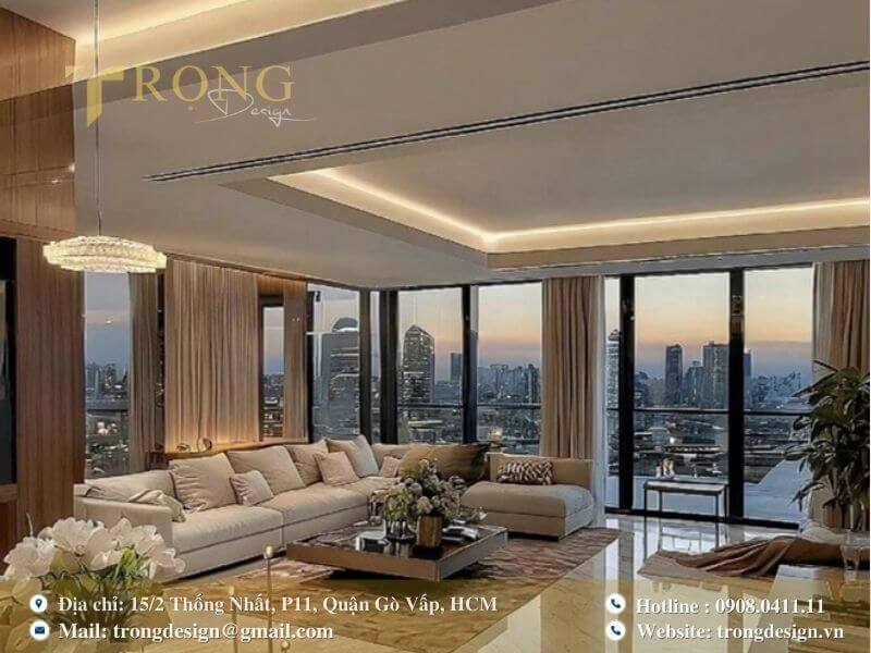 Một không gian sống hiện đại với tầm nhìn toàn cảnh ra thành phố.