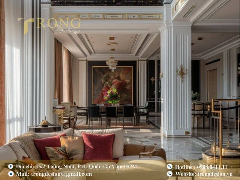 Sự lộng lẫy của kiến trúc tân cổ điển được nâng tầm với thiết kế thông tầng ấn tượng.