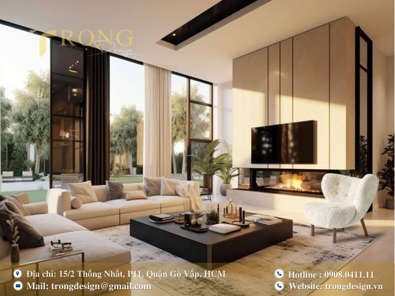 Trọng Design - đơn vị thiết kế thi công phòng khách Nhà Bè