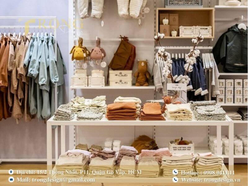 Cửa hàng quần áo trẻ em với phong cách tự nhiên, ấm cúng và tối giản.
