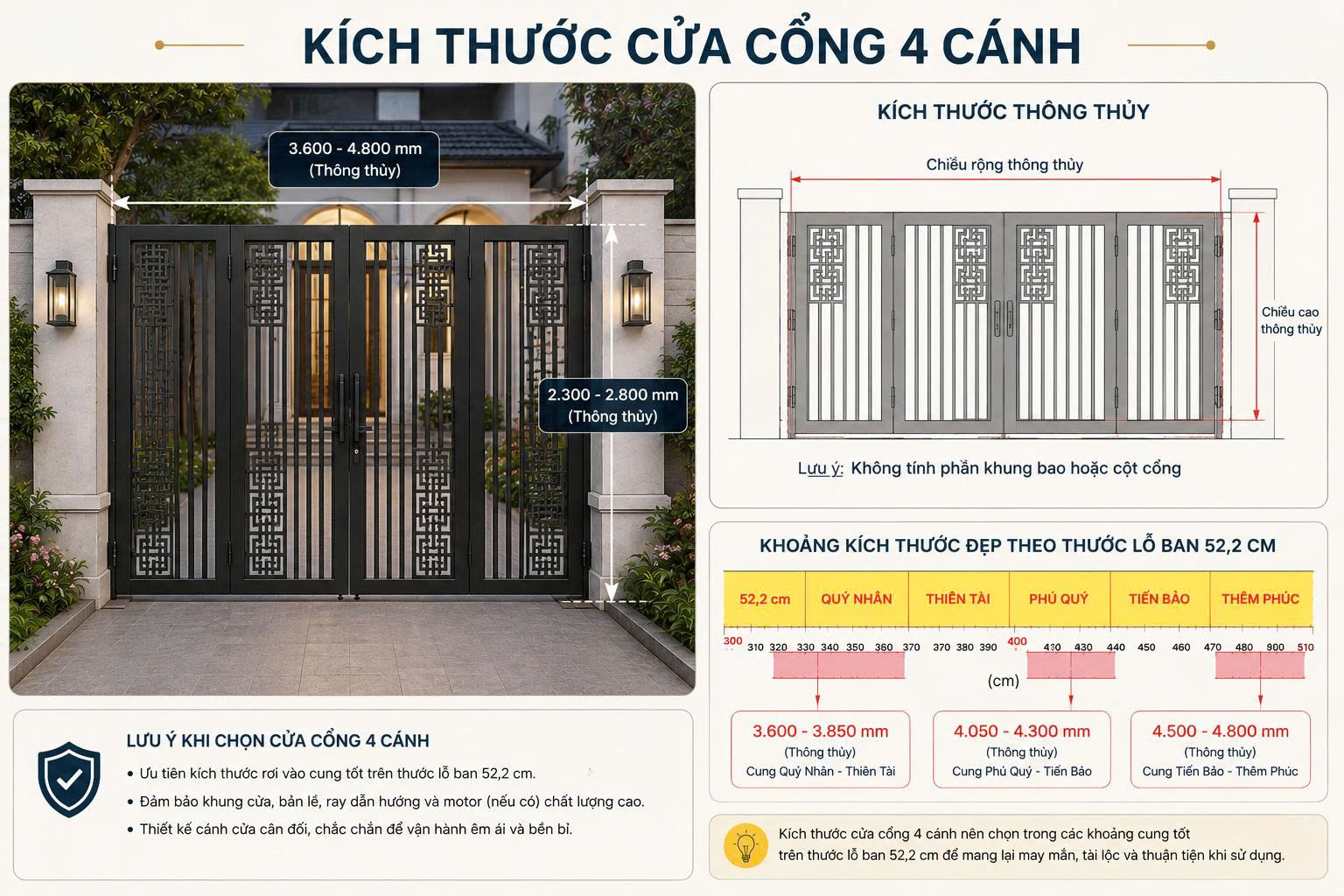 thước lỗ ban cửa cổng