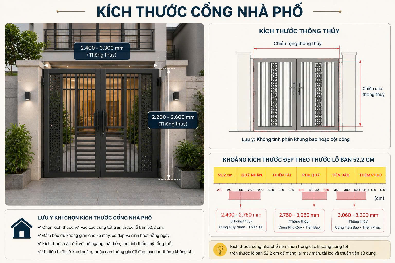 thước lỗ ban cửa cổng