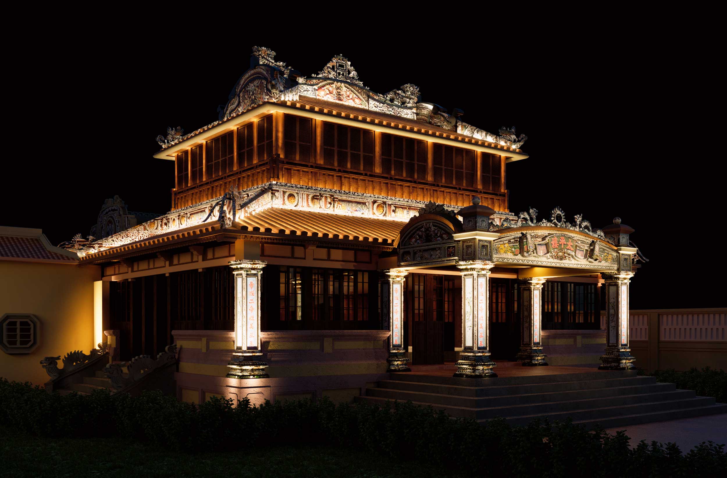 thiết kế chiếu sáng công trình kiến trúc cổ