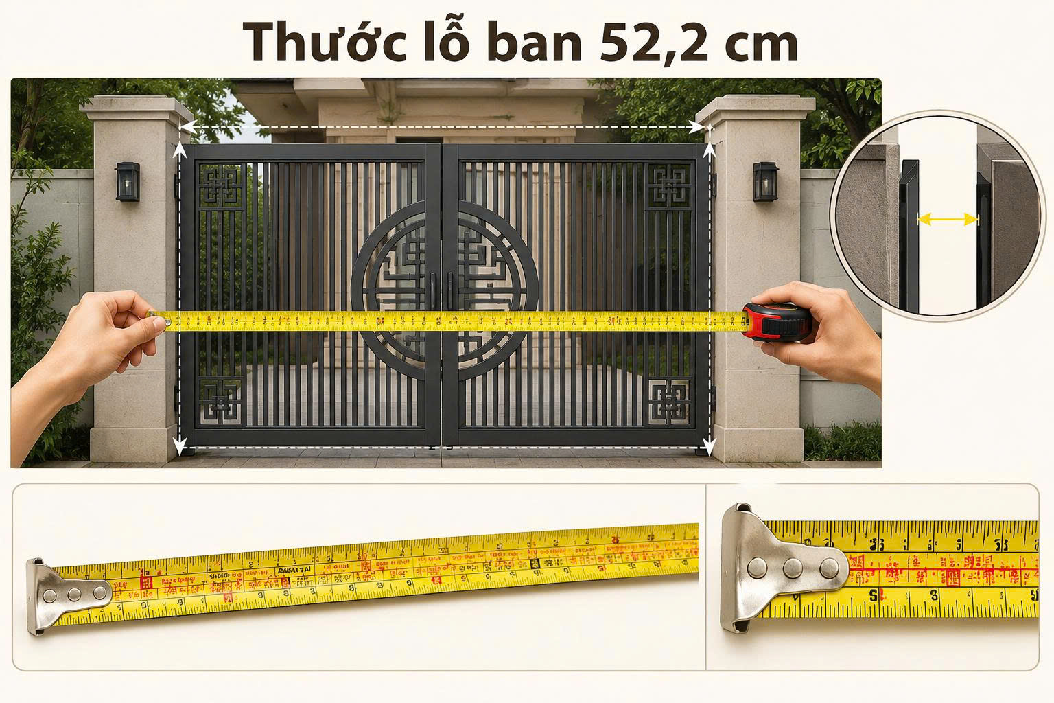 thước lỗ ban cửa cổng