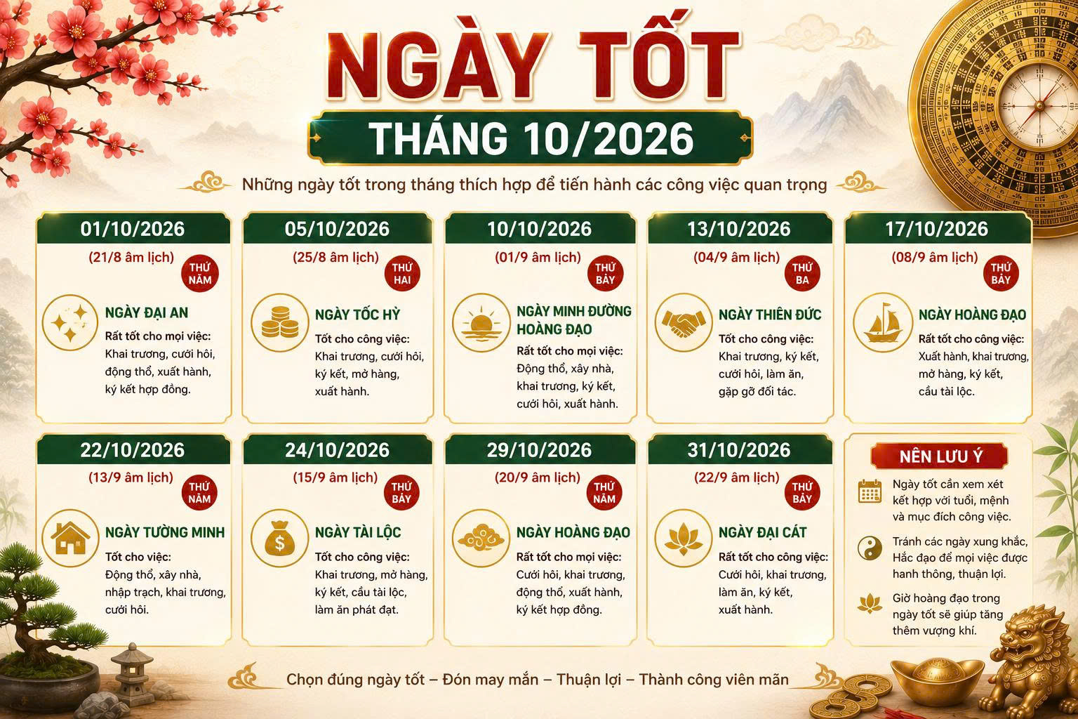 ngày tốt tháng 10
