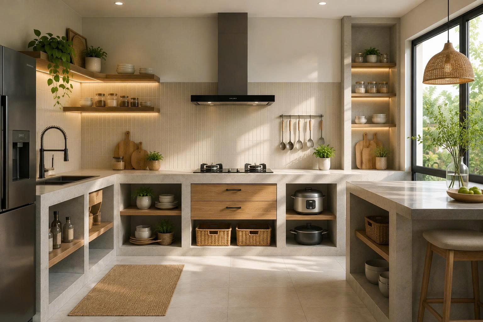 tủ bếp xây gạch