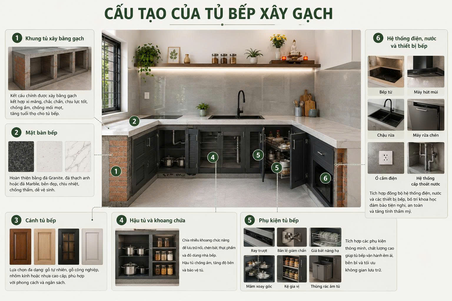 tủ bếp xây gạch