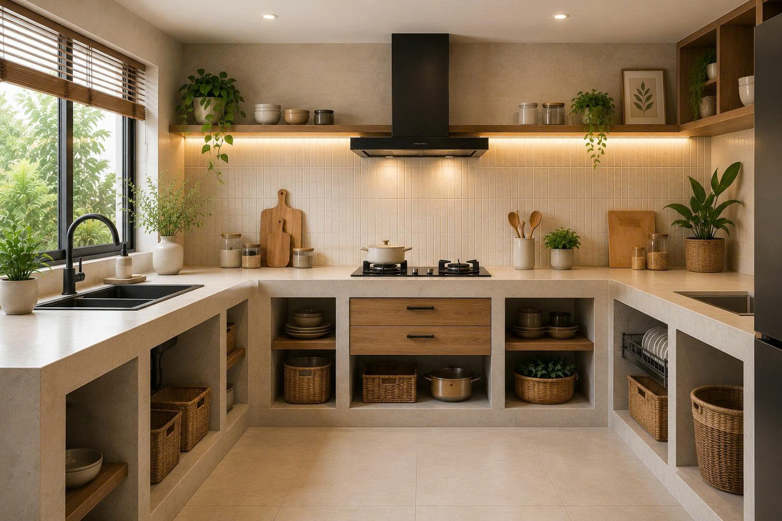 tủ bếp xây gạch