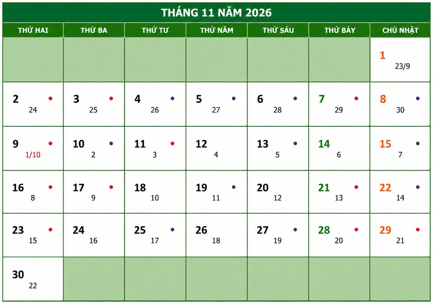ngày tốt tháng 11