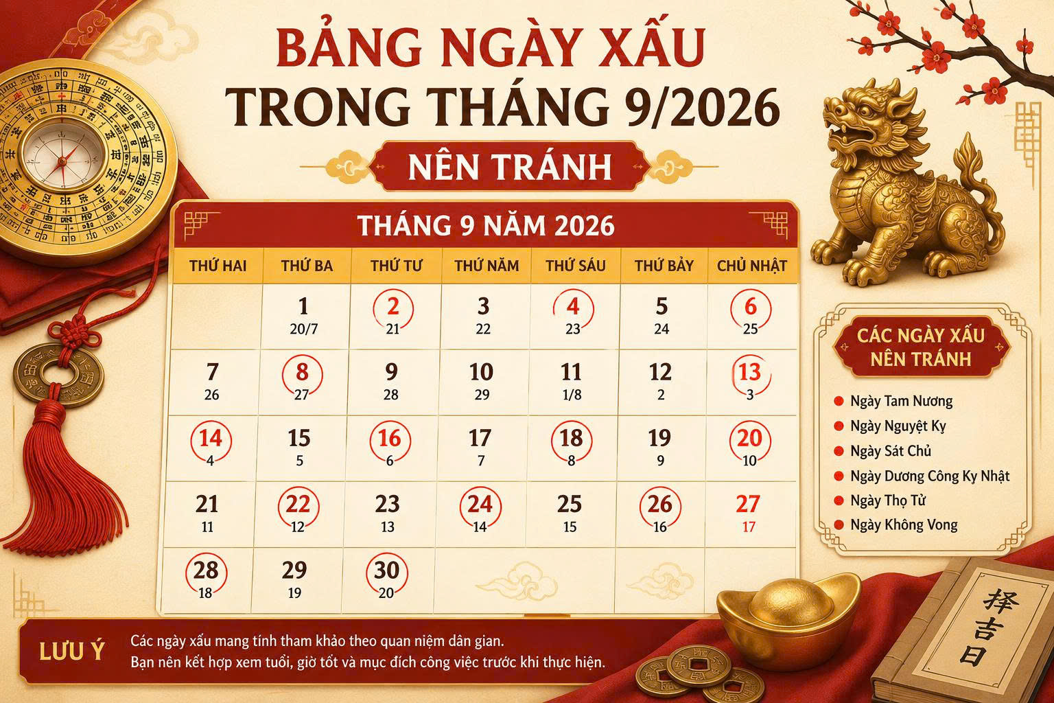 ngày tốt tháng 9