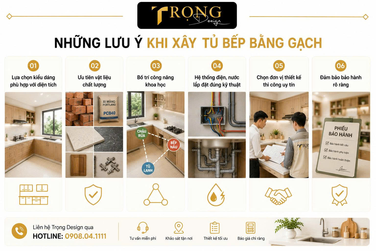 tủ bếp xây gạch