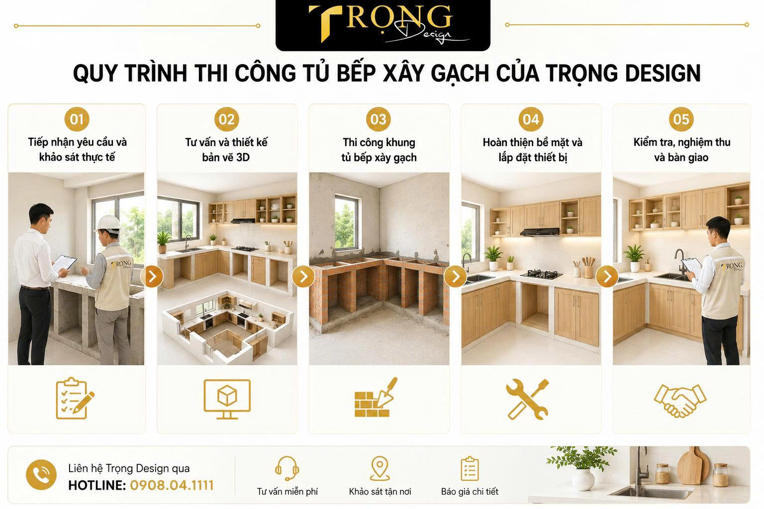 tủ bếp xây gạch