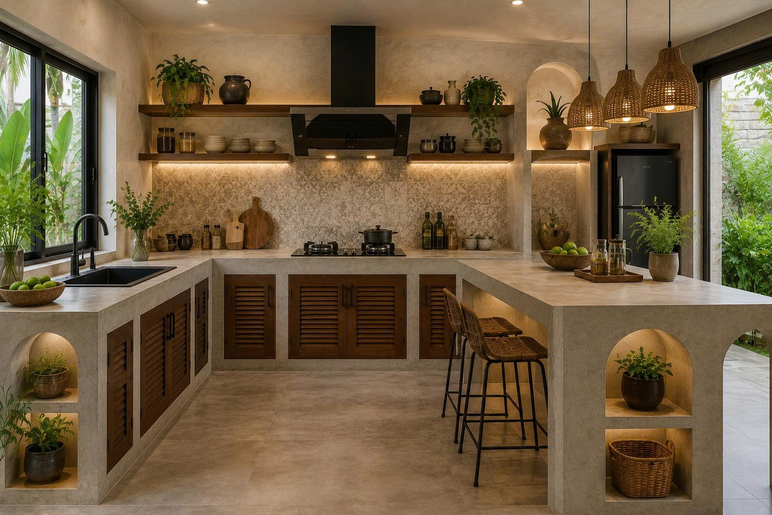 tủ bếp xây gạch